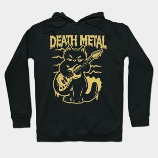 Death Metal Satanic Baphomet Cat playing guitar Hoodie